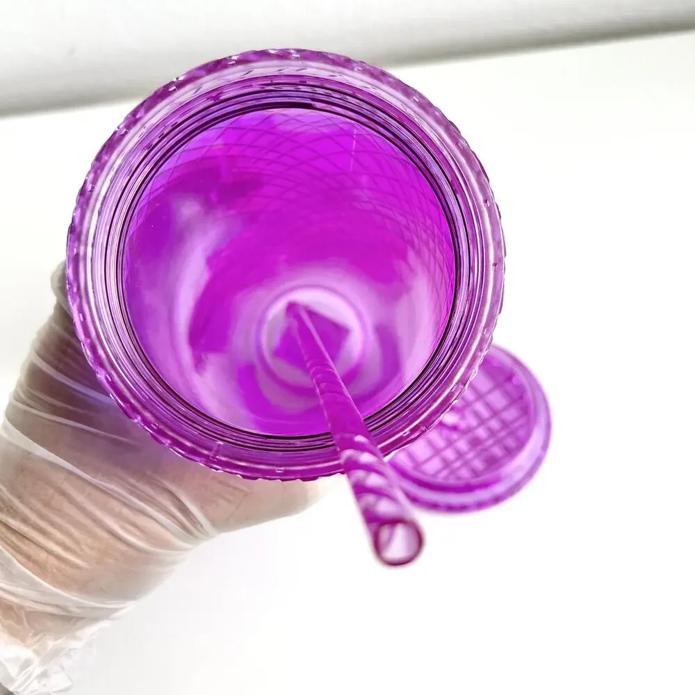 NEW Starbucks Diamond Jewel Tumbler Iridescent Purple Pink Cold Cup 24 oz 2021